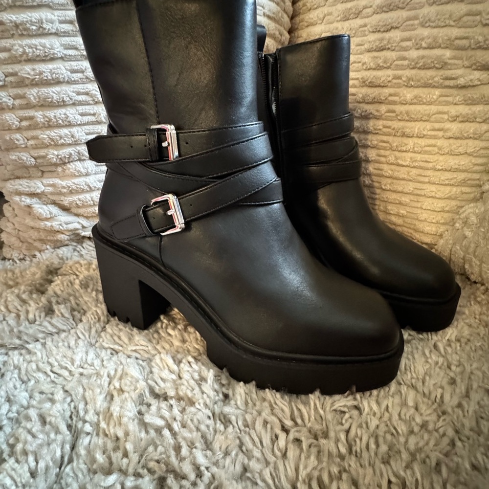 Black Leather Ankle Boots